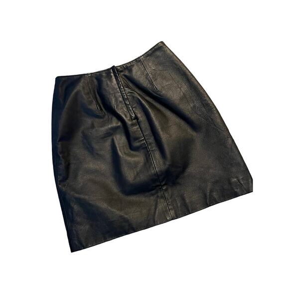 Newport News Vintage Black Leather Mini Skirt Sz 8 - Picture 5 of 5
